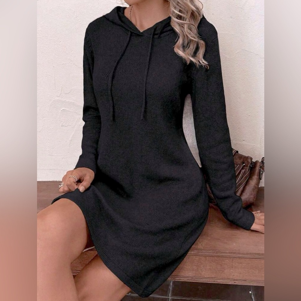 Black Bodycon Hoodie Dress NWOT